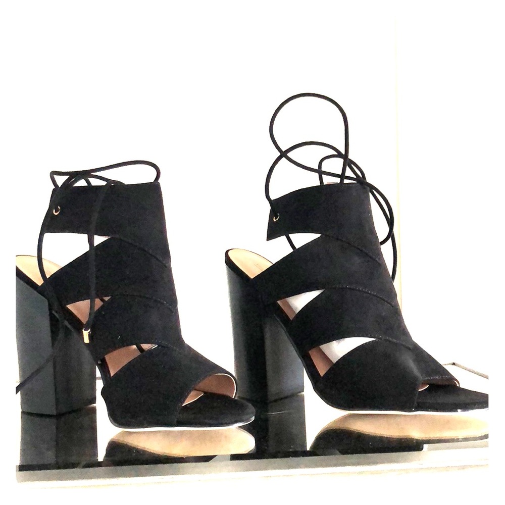 Strapped ankle wrap heels